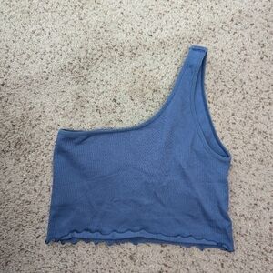 NWOT spiritual gangster Luna one shoulder seamless crop tank blue